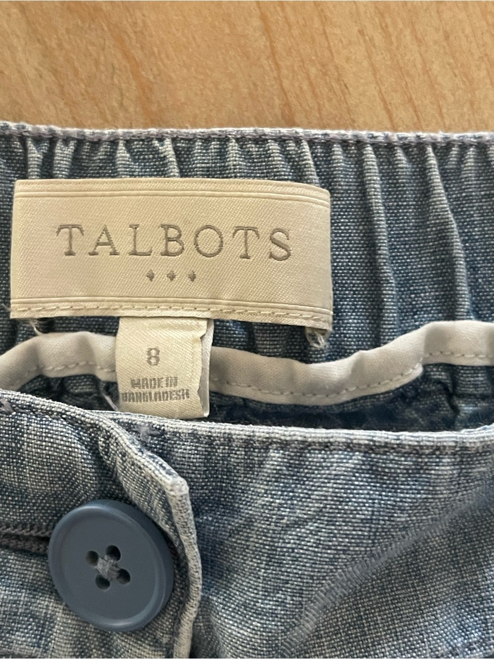 Talbots 100% Cotton Chambray Pants Size 8 Modern relaxed Fit vacation Ready - Picture 7 of 16